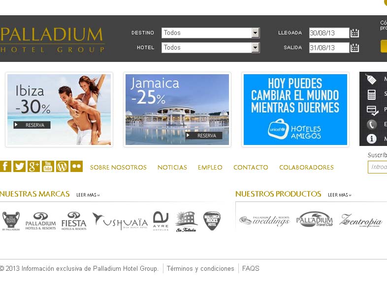 Nueva web corporativa de Palladium Hotel Group