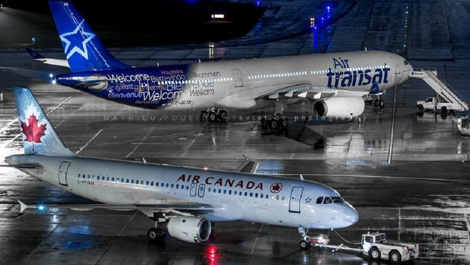 aviones de Air Canada y Air Transat