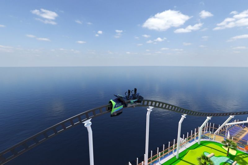 montaña rusa en el  Mardi Grass de Carnival Cruise