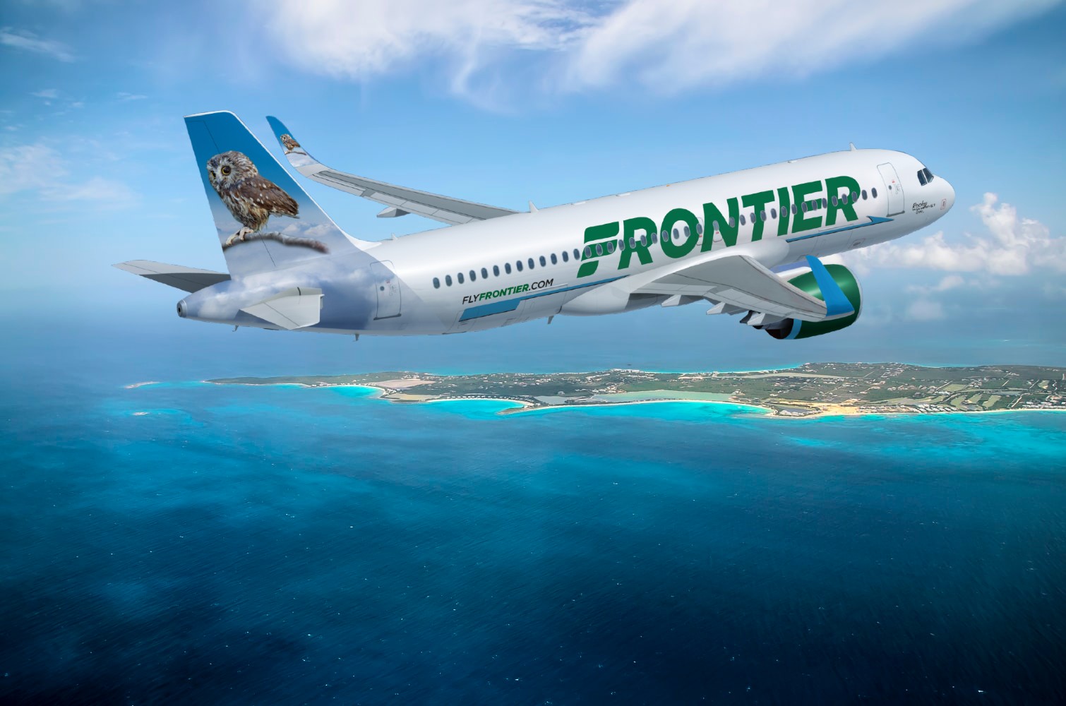 Frontier Airlines avion sobre St. Maarten