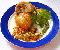 Pollo relleno con vegetales