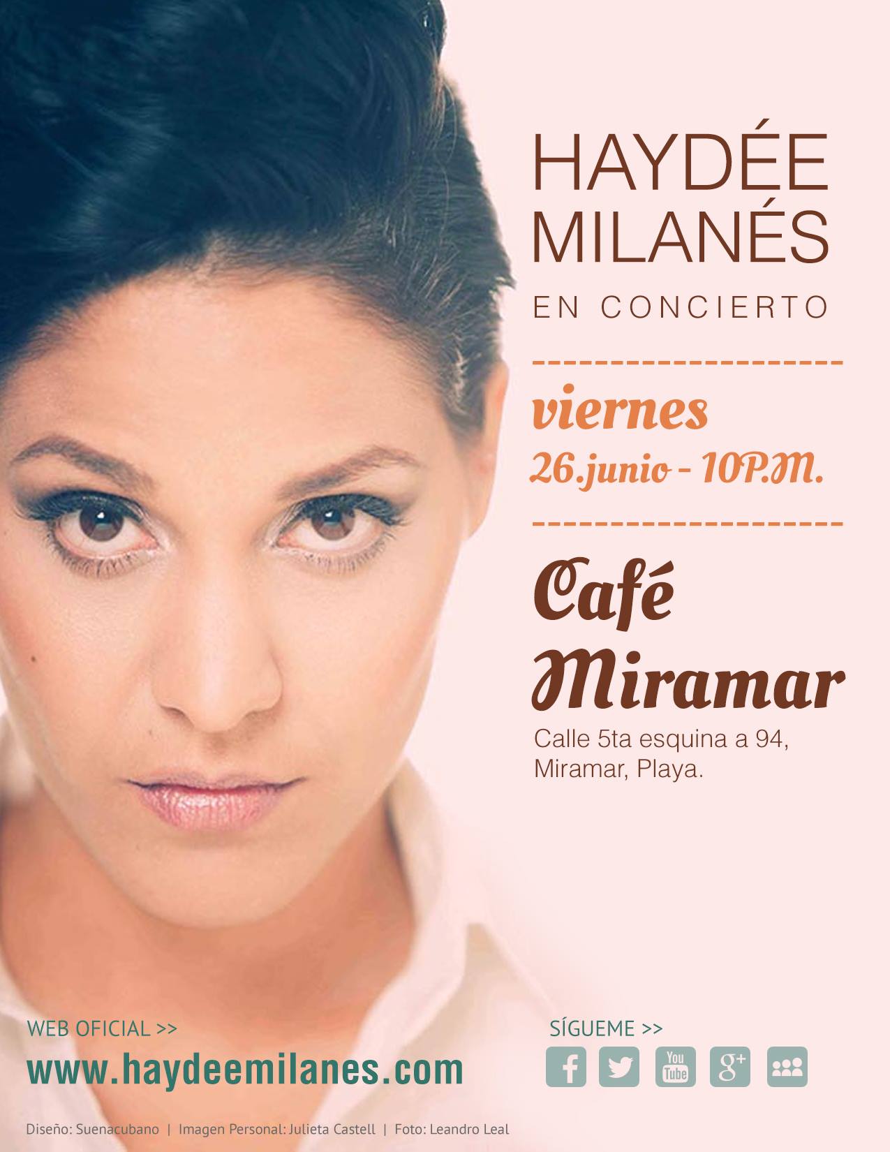 Haydée Milanés en concierto este viernes en el Café Miramar de Artex