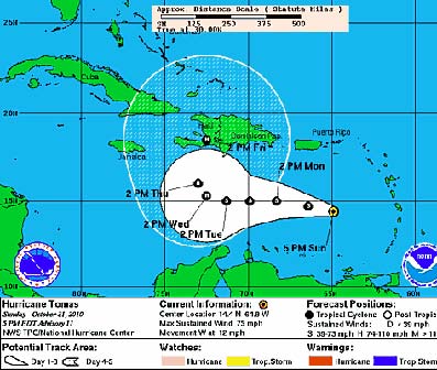 Huracán Tomás cobra fuerza en el Caribe y podría afectar a La Española este martes