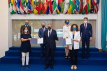 La presidenta del Consell de Mallorca, Catalina Cladera, y el secretario general de la OMT, Zurab Pololikashvili