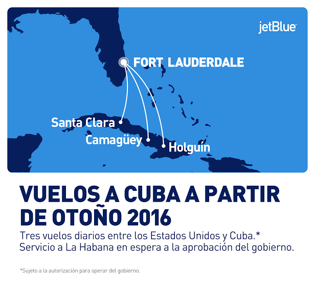 JetBlue llegará a Cuba con los primeros vuelos comerciales en más de 50 años