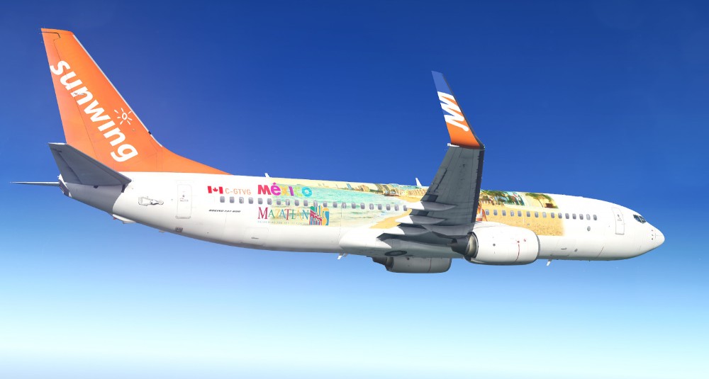 avión de Sunwing en el aire