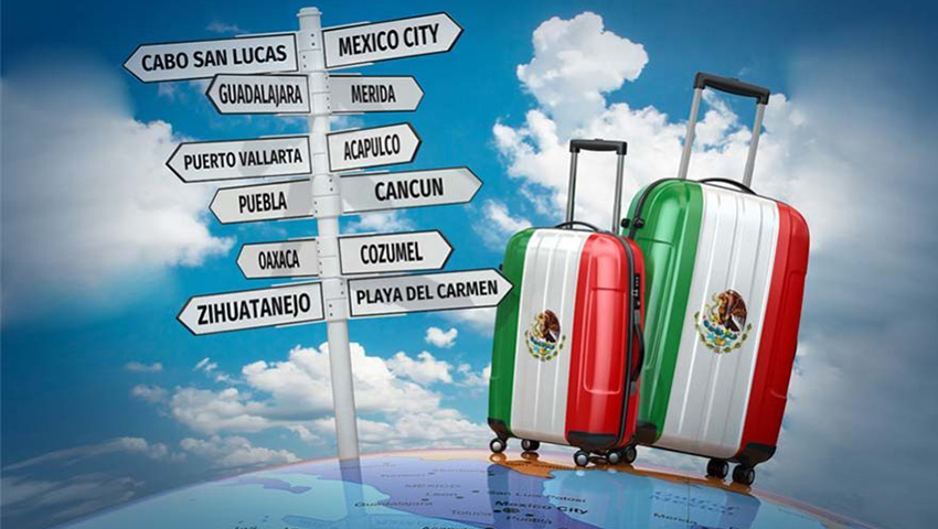 México maletas y señalizaciones de destinos